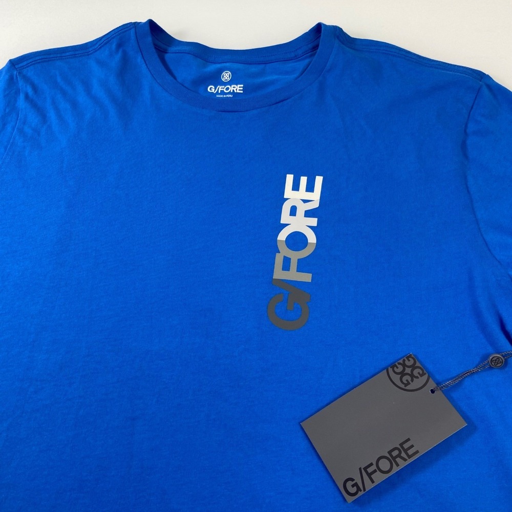 G/FORE Mens X-Large XL Royal Blue Cotton Crew Neck T Shirt Logo Print Golf NEW